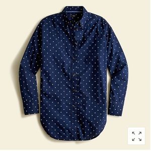NWT J.Crew Relaxed-Fit Lightweight Cotton Poplin Shirt In Dots-Size 6-Dark Navy
